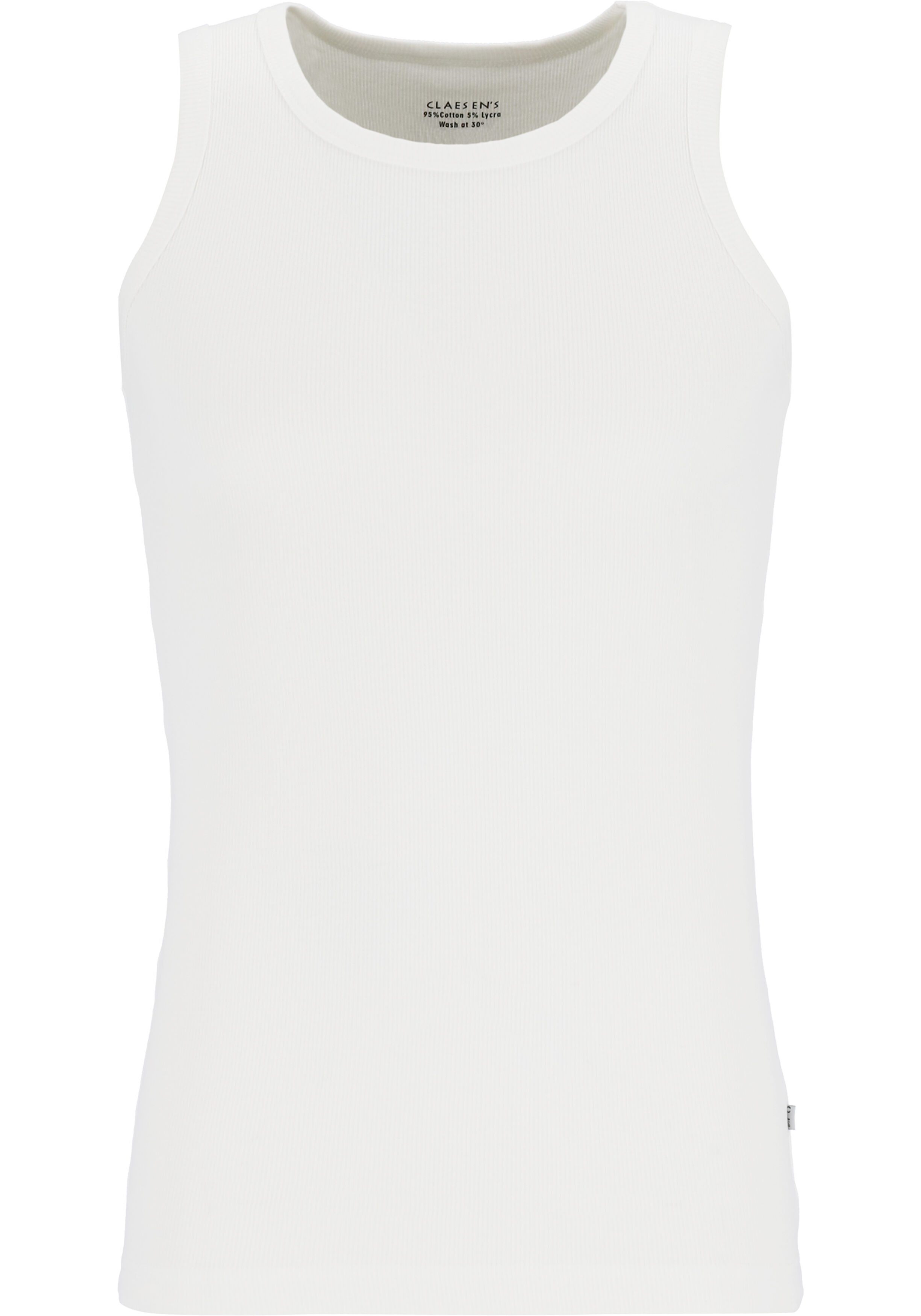 Claesen's Basics singlets (2-pack), heren rib ondershirts, wit